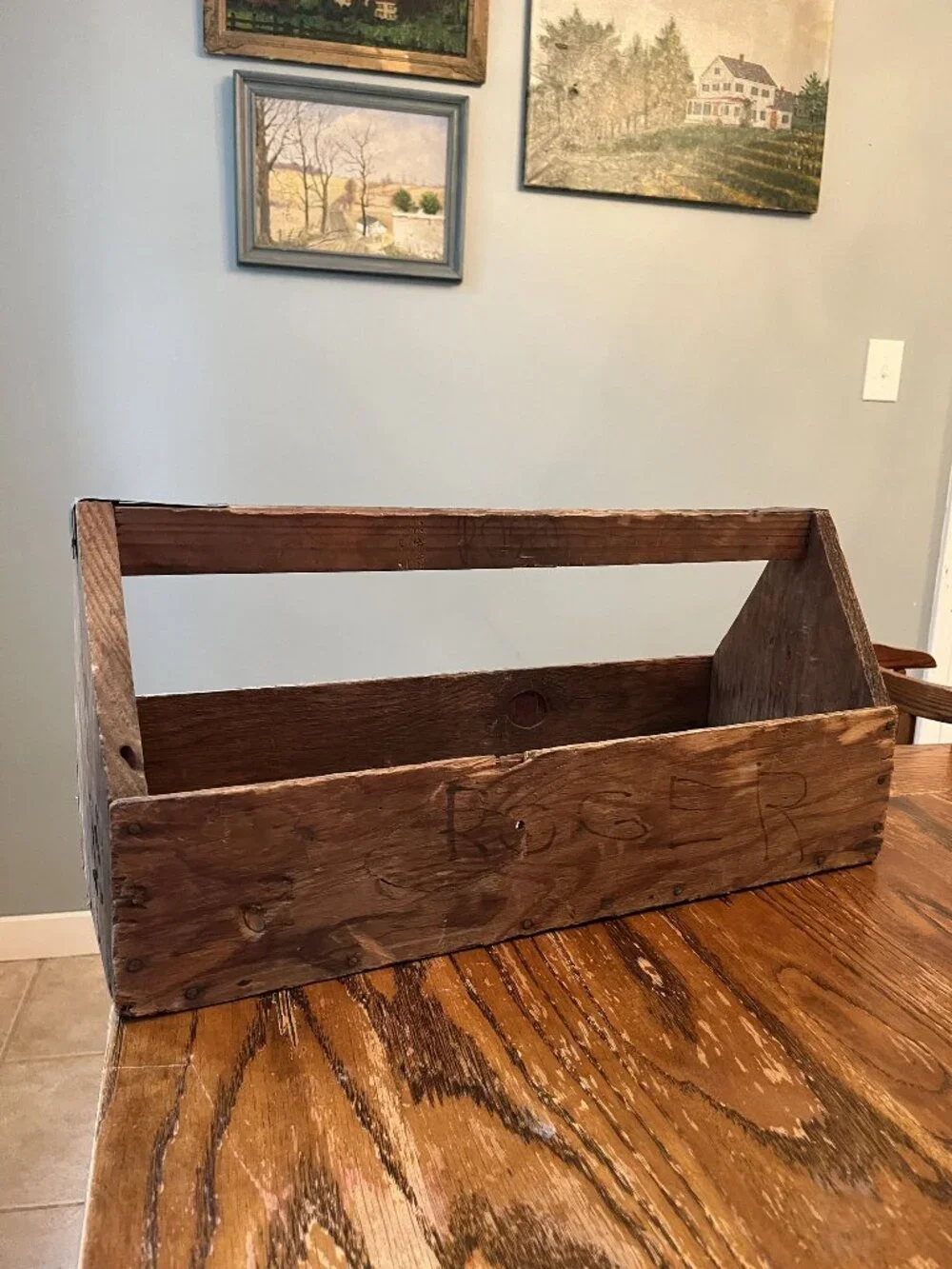 Vintage Handmade Wooden Toolbox Rustic 21